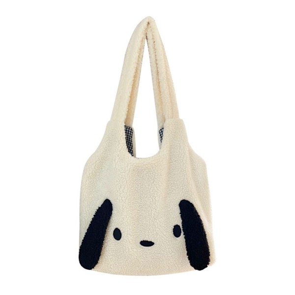 Fluffy skuldertaske Plys mulepose HVID white