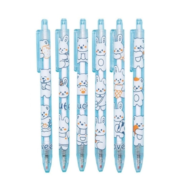 6 STK Bear Pattern Neutral Pen Sæt Kawaii Pen Press Water Pen Sæt