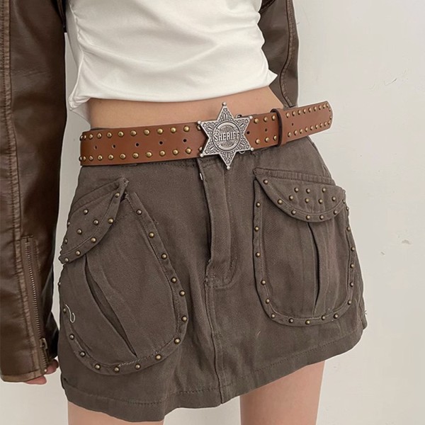 Nagle dekorativt belte mote belte BRUN Brown