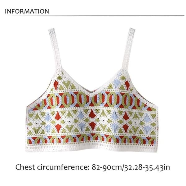 Urringad Camisole Virkad Blommig Urringad Hängsel GRÖN Green
