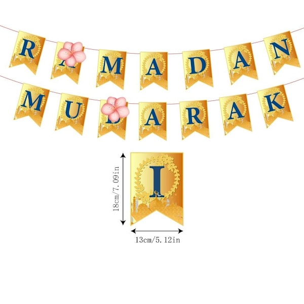EID Mubarak Flag Pulling Ramadan dekorasjonsflagg 3 3 3