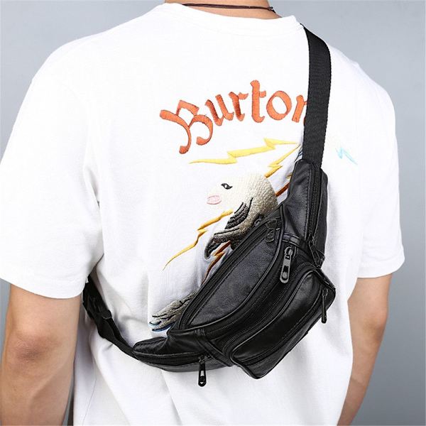 Midjeväska Fanny Pack Bröstväska i läder black