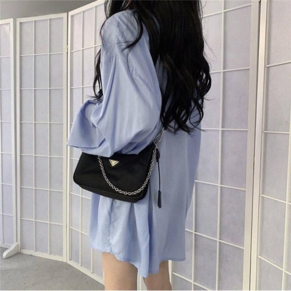 Damebluse Chiffonbluse BLÅ L Blue L