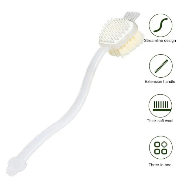 Pitkävartinen Back Brush Kylpyharja VIHREÄ green