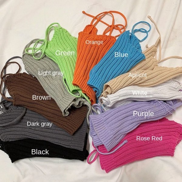 Strikkede Crop Tops Sexet Tank Top FARVE 8 FARVE 8 Color 8