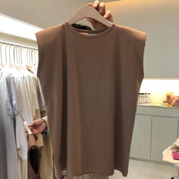 Ärmlös T-shirt axel kortärmad BRUN M Brown M