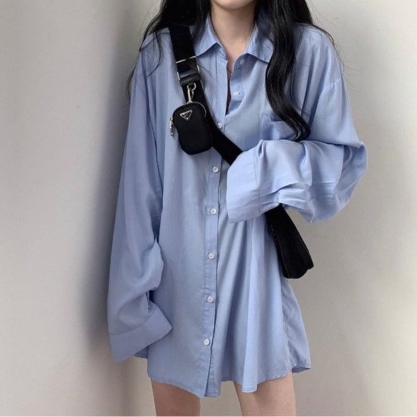 Damebluse Chiffonbluse BLÅ XL Blue XL