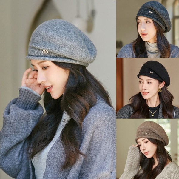 Baret Cap Dame Beanie MØRKE GRÅ dark grey