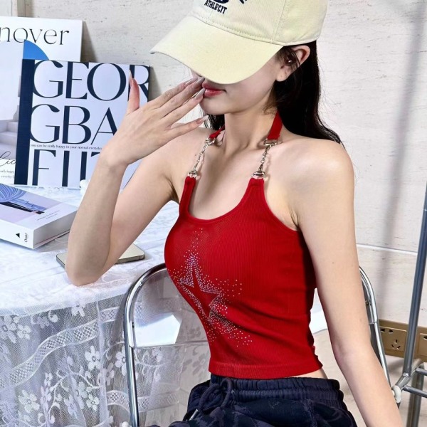 Hang Neck Tank Top Camisole RED Red