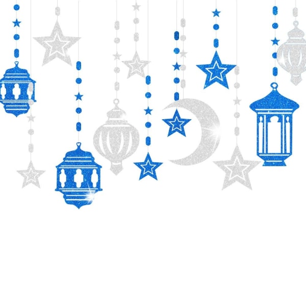6 Stk/Pakke Eid Al-fitr fest Hængende Spiralguirlande Eid Mubarak Blue