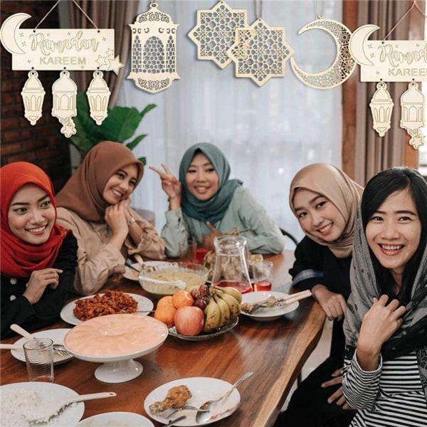 Træ Ramadan Dekoration Eid Banner Mubarak Craft 4 4