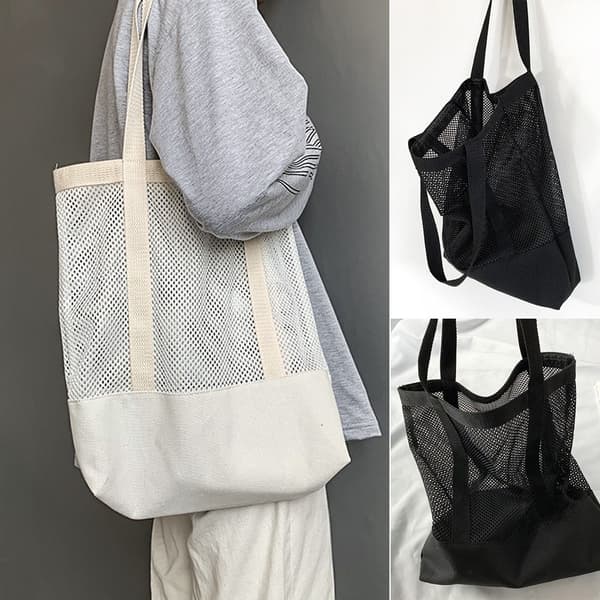 Skuldervesker i netting, handleveske SVART black