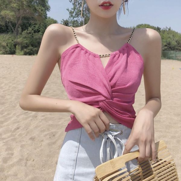 Strap Vest Outerwear Vest RED Red