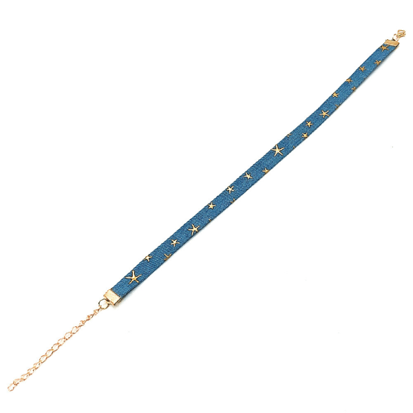 Denim Choker goottilainen kaulakoru F F F