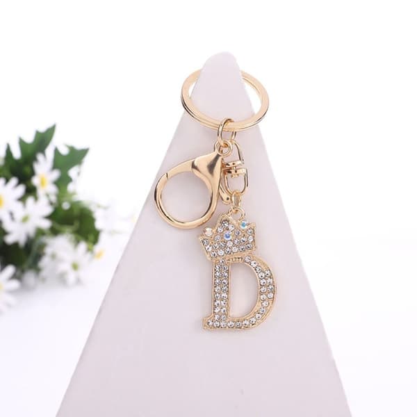 Luksuriøs Kronebokstav Metall Nøkkelring Rhinestone Initial Nøkkelring E E