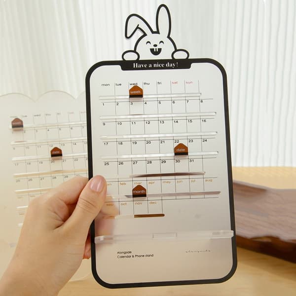 Skjutbart skrivbordskalender schema planerare VITT MOLN White Cloud-Cloud