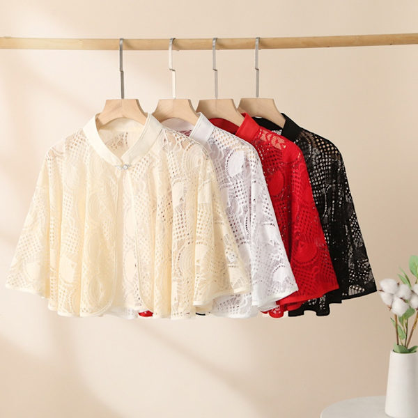 Rose Jacquard Polyester Sjalar Solskyddssjal SVART Black