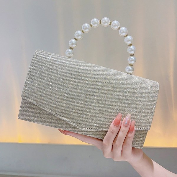 Pearl Clutch kukkaro juhlakäsilaukku SILVER Silver