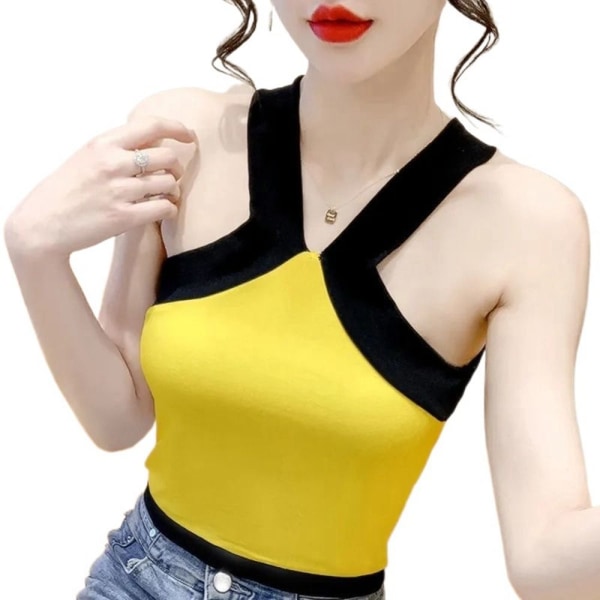 Neulotut Crop Topit Sexy Tank Top KELTAINEN Yellow