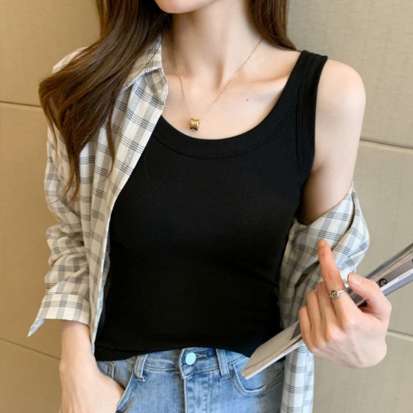 Tank Top Crop Top SVART Black