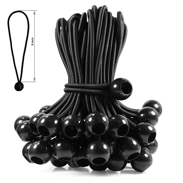 25st Bungee Balls Svart Bungee Cord 9INCH 9INCH 9inch