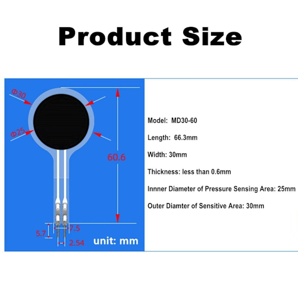 Force Sensitive Resistor Tyndfilm Tryksensor