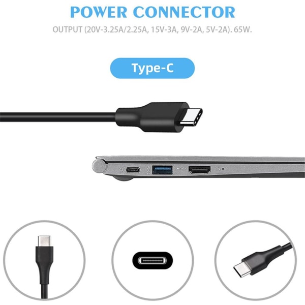 65W 20V USB-C Adapter PD Billader