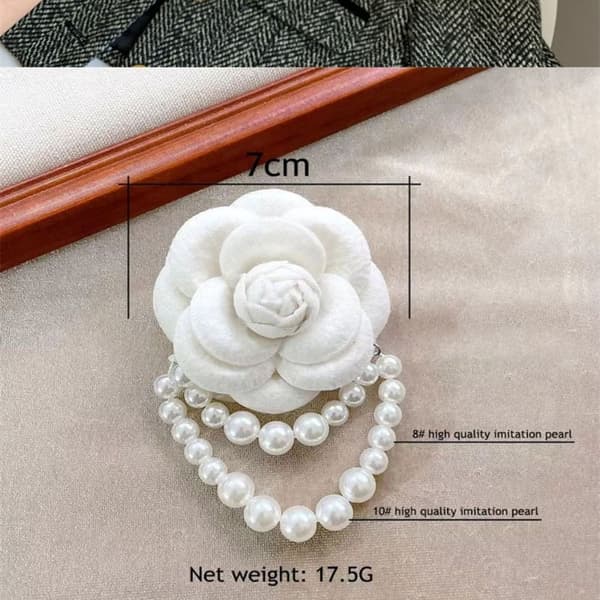 Kamelia Blomst Broche Nåle Perle Kvast Corsage GRÅ grey