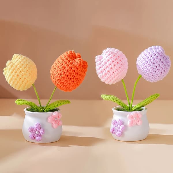Virkat Stickad Blomkruka Tulpanväxter Krukväxter 2 2 2