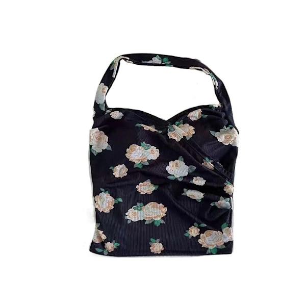 Blomster Camisole Halterneck Camisole SORT Black