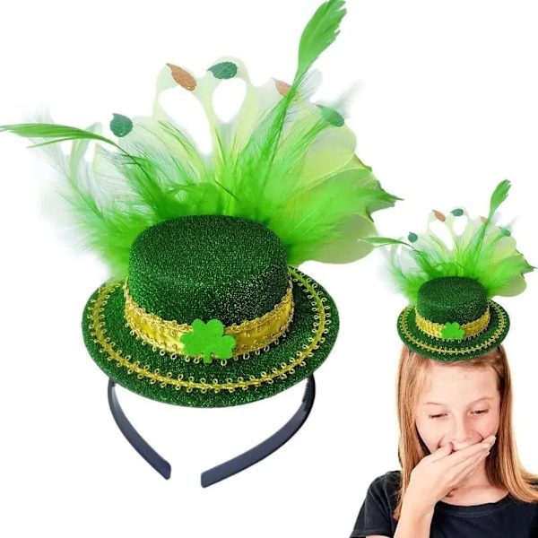 ST Patricks Day silinteri, sulkainen hiusvanne VIHREÄ green