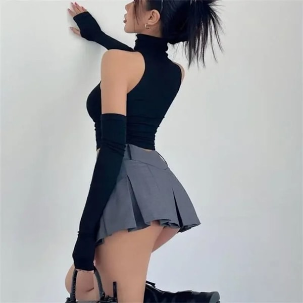 Rullekrave Sele Crop Top SORT S black S