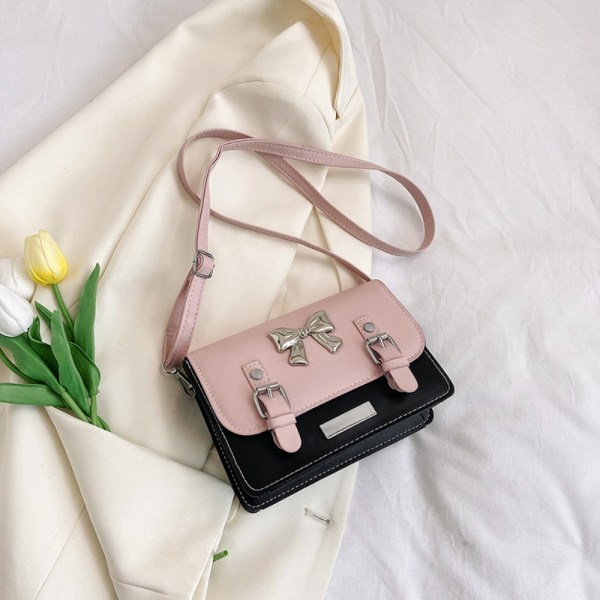 Rosett Handväska Liten fyrkantig väska ROSA SVART Pink Black