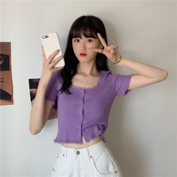 Spets T-shirt Crop Top RÖD Red