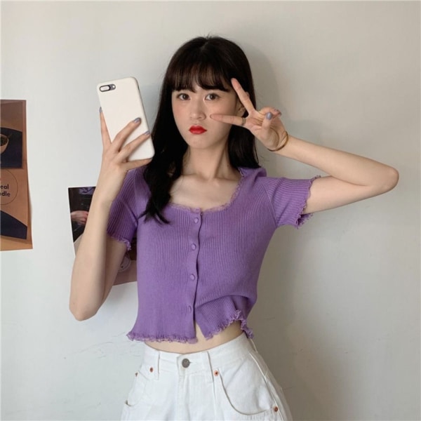 Spets T-shirt Crop Top VIT White