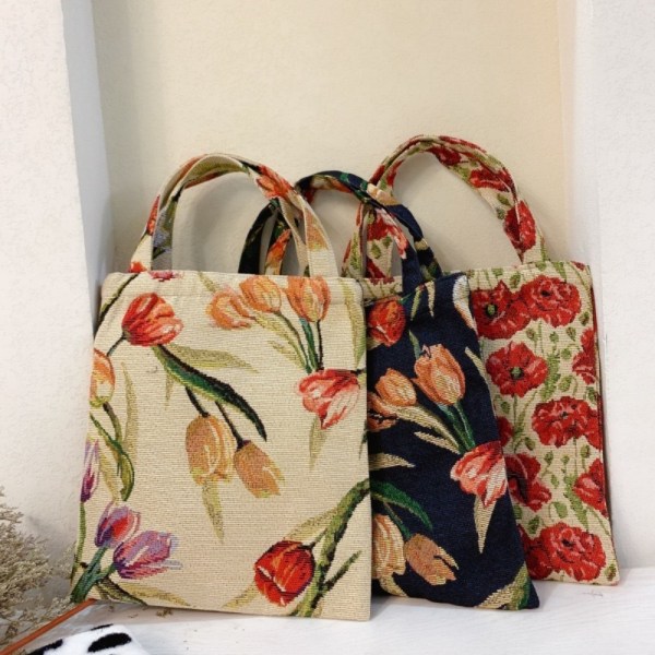 Retro Flower Clutch Veske Flower Tote Bag 2 2 2