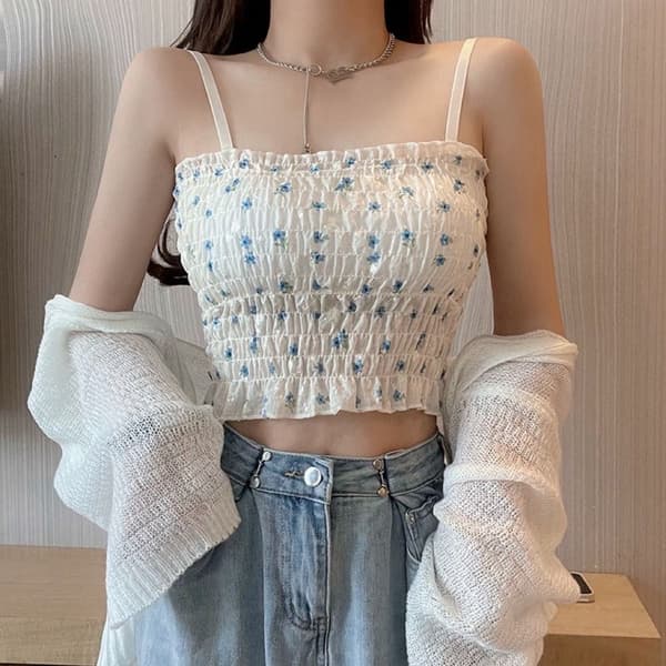 Blomstrete Camisole Trykte Tanktopper BLÅ Blue