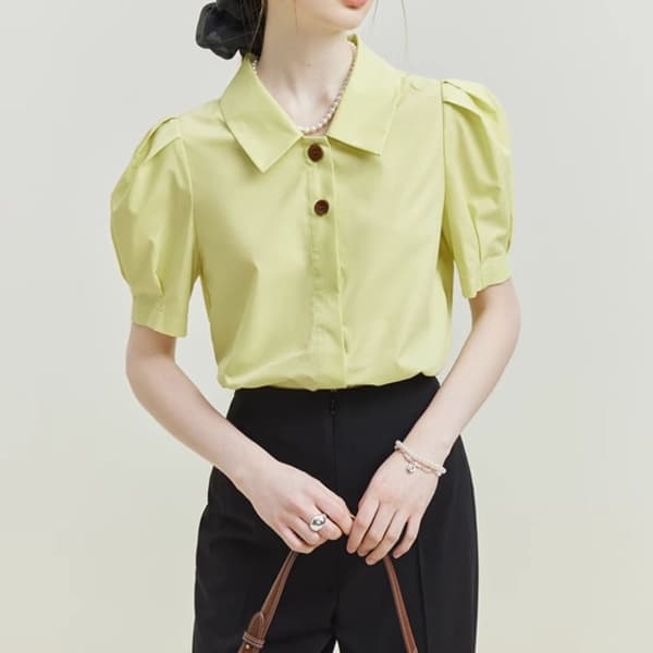 Bluse med bobleermer, dame, L L