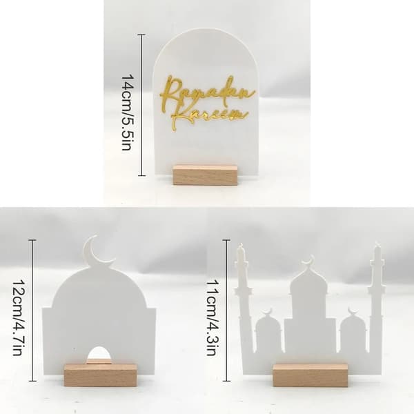 3 stk/sett Ramadan Borddekorasjon Bordpynt Eid Mubarak 3Pcs/set