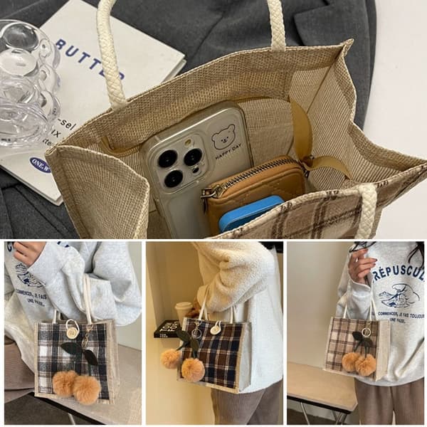 Dame Håndveske Tote Bag GRÅ KNAPP KNAPP grey button-button