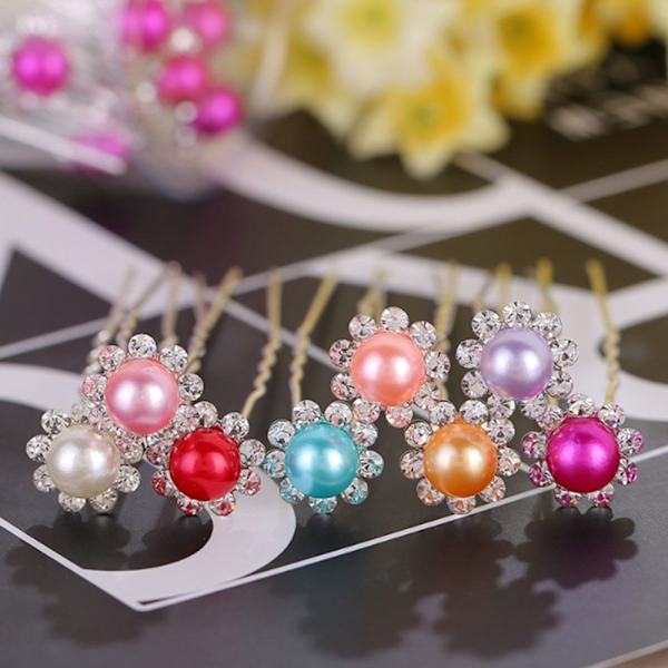 20 kpl Pearl Flower Hairpin Stick morsiamen hiusneula PUNAINEN Red