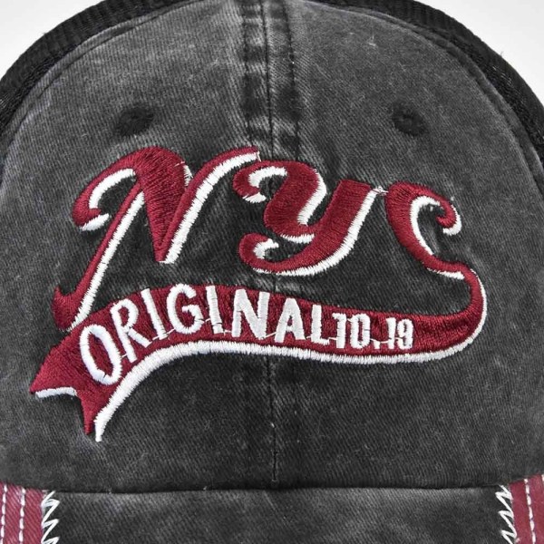 Brev Broderi Baseball Caps Distressed Faded Hatte GRÅ grey