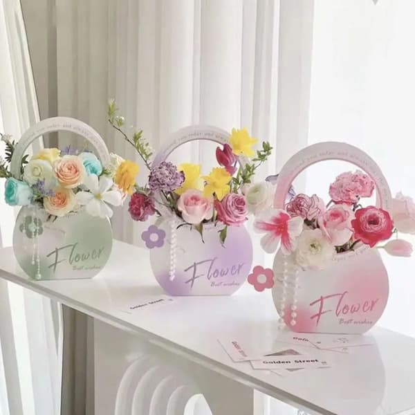 Vikbar Blomlåda Bukett Omslagsbox ROSA Pink