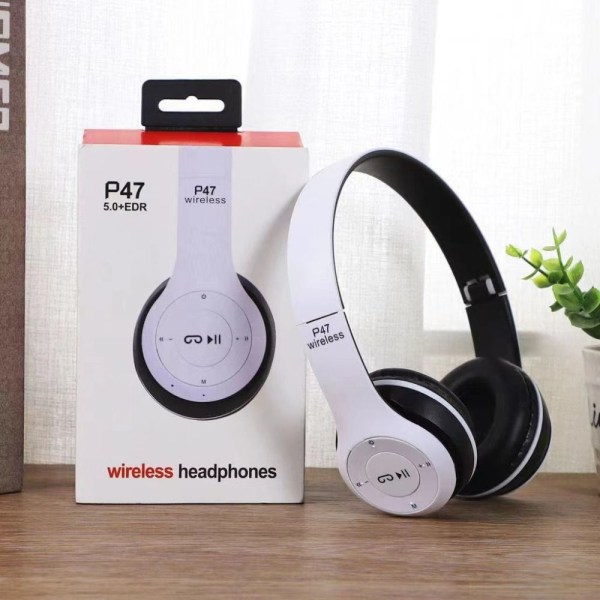 Bluetooth -hörlurar hopfällbara headset VIT white