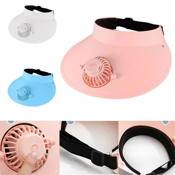 Solhatt med fläkt, tom topp, ROSA Pink