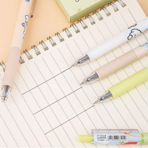 6 STK Cute Puppy Retractable Gel Pen Kuglepen 0,5 mm