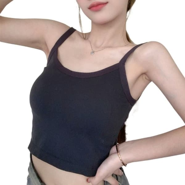 Linne Halter Crop Top MÖRKGRÅ UNIFORM STORLEK Dark Grey Uniform Size