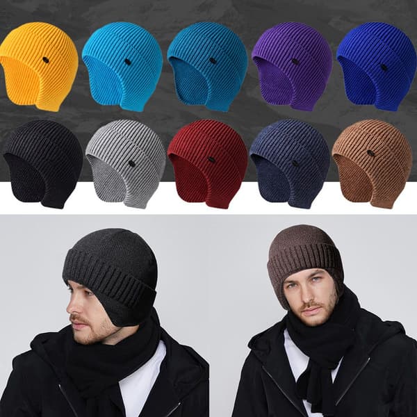 Herre Hue Vinter Strikket Hue NAVY BLÅ Navy Blue
