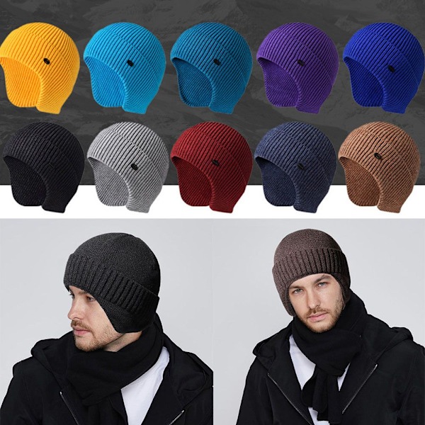 Mænd Hue Vinter Strikket Hue NAVY BLÅ Navy Blue