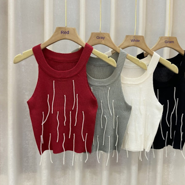 Neulottu Sling Tank Top PUNAINEN Red